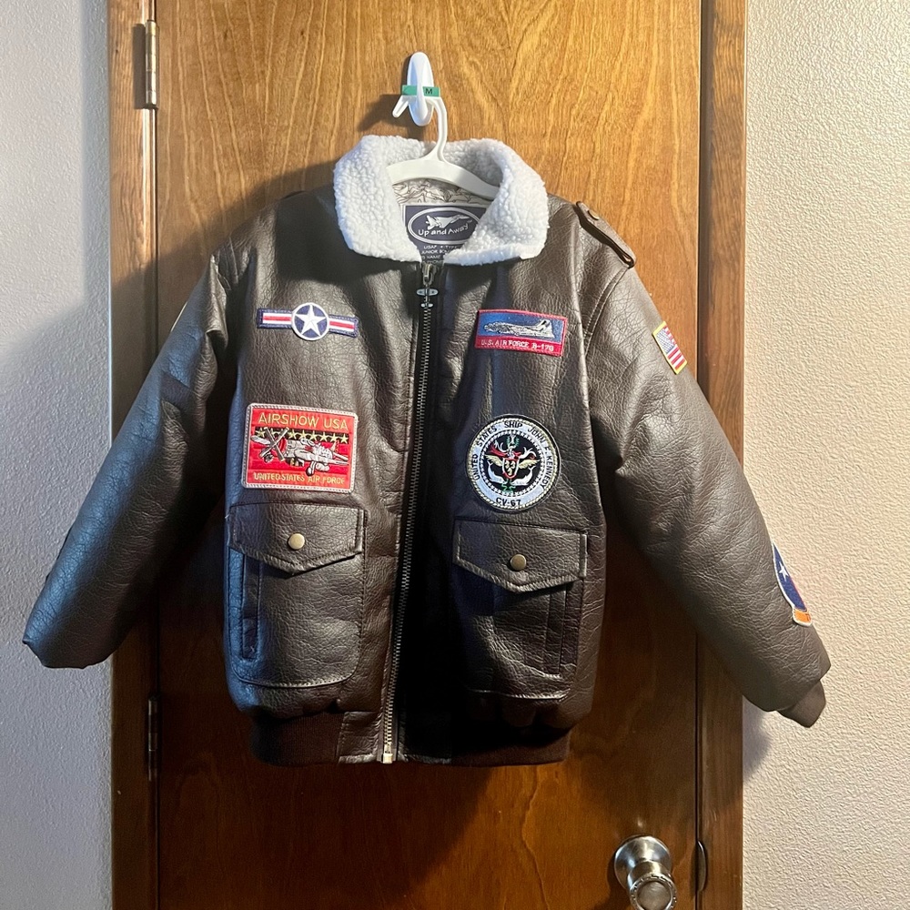 Faux Leather Bomber Jacket Kids size M